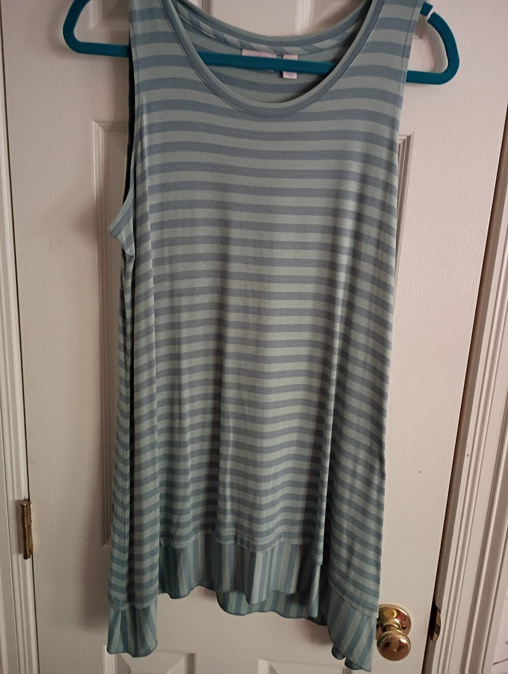 Sleeveless Striped Tank Tunic- Light Blue